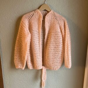 Hand knit mohair blend apricot dream cardi